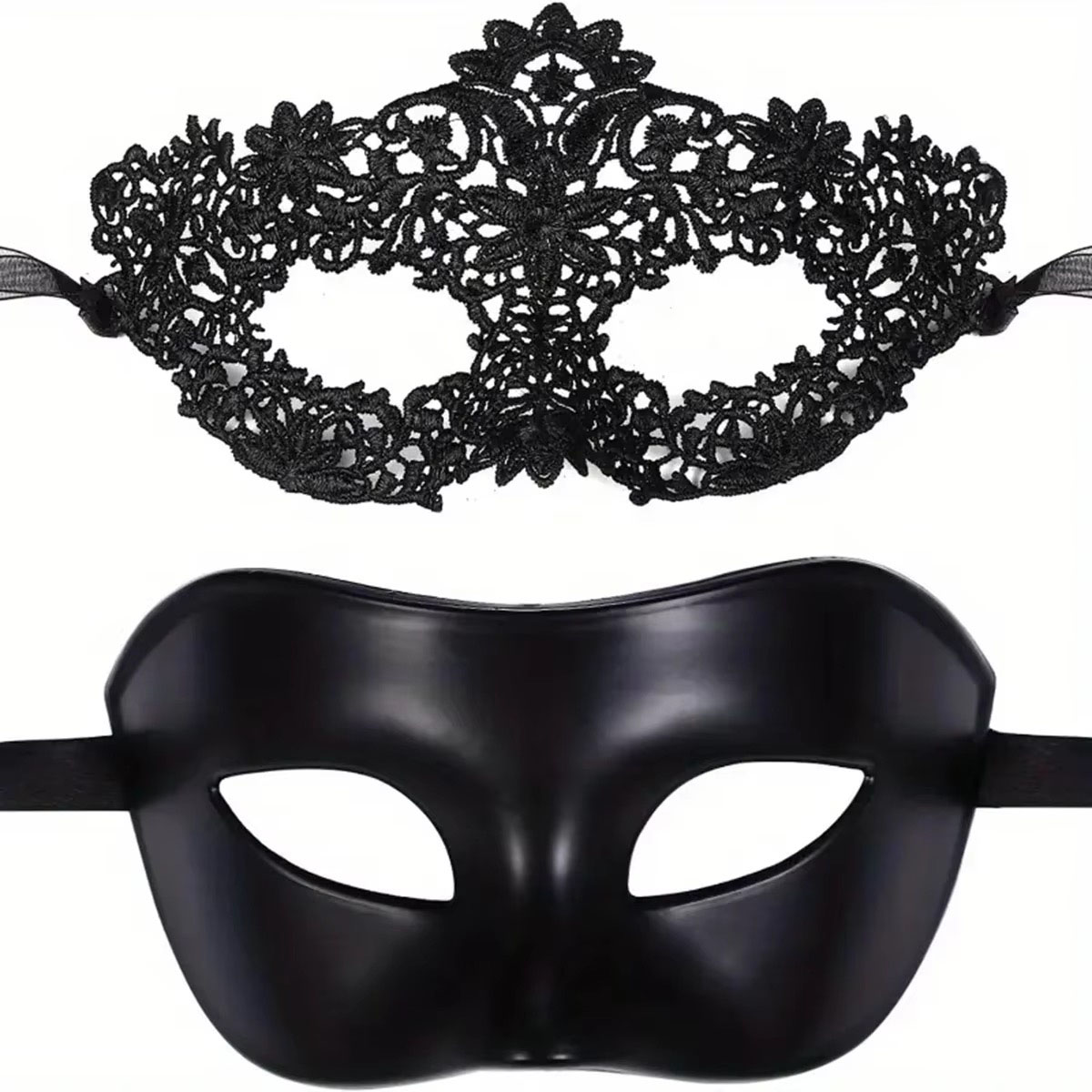2pcs Elegant Black Lace Masque - огляд і ціна Black Face Mask Pack