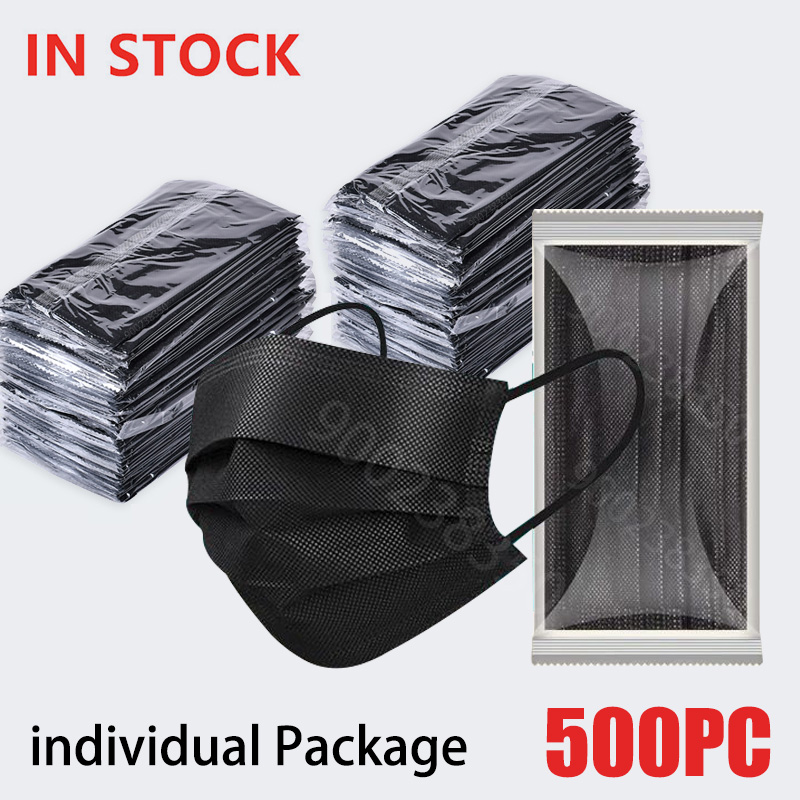 10-500Pcs Adults Mask Disposab - огляд і ціна Black Face Mask Pack