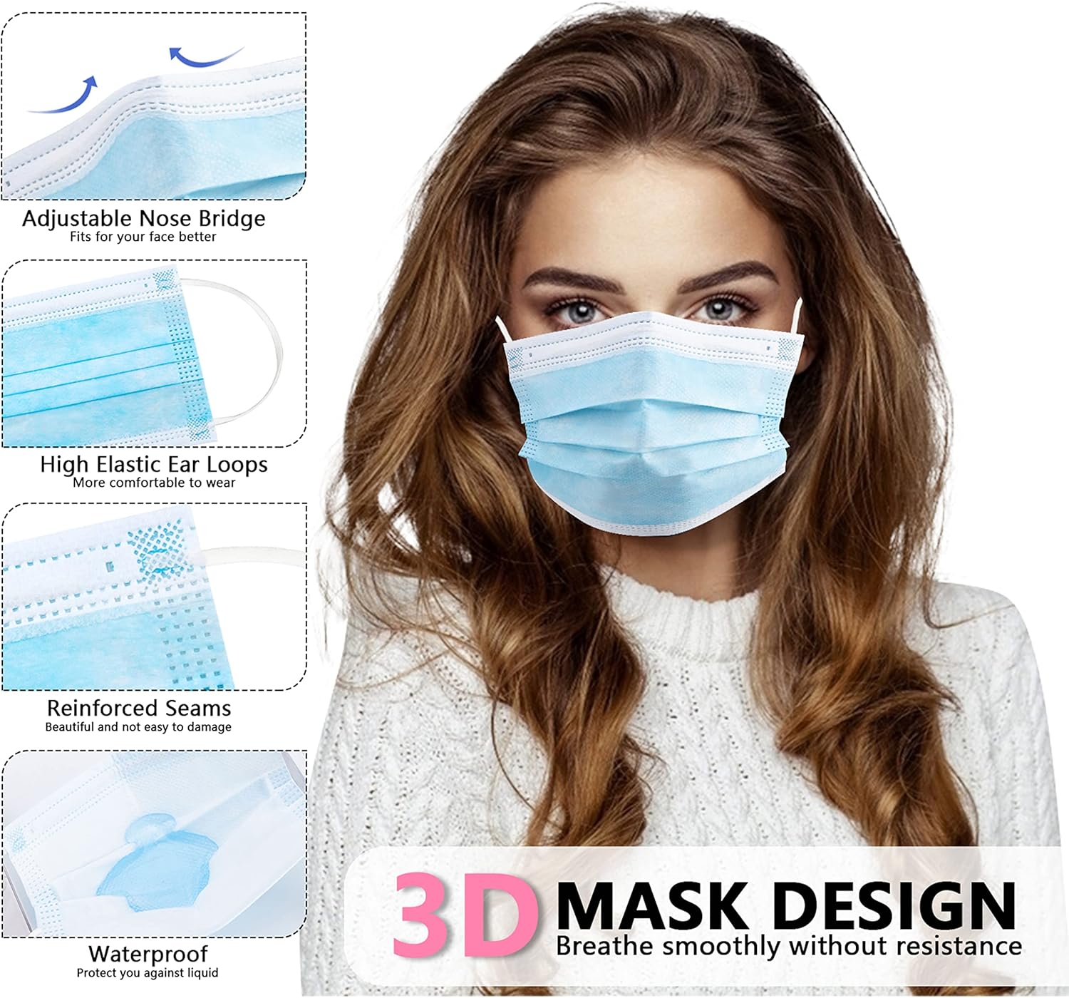 100pcs blue disposable protect - огляд і ціна Disposable Mask Blue