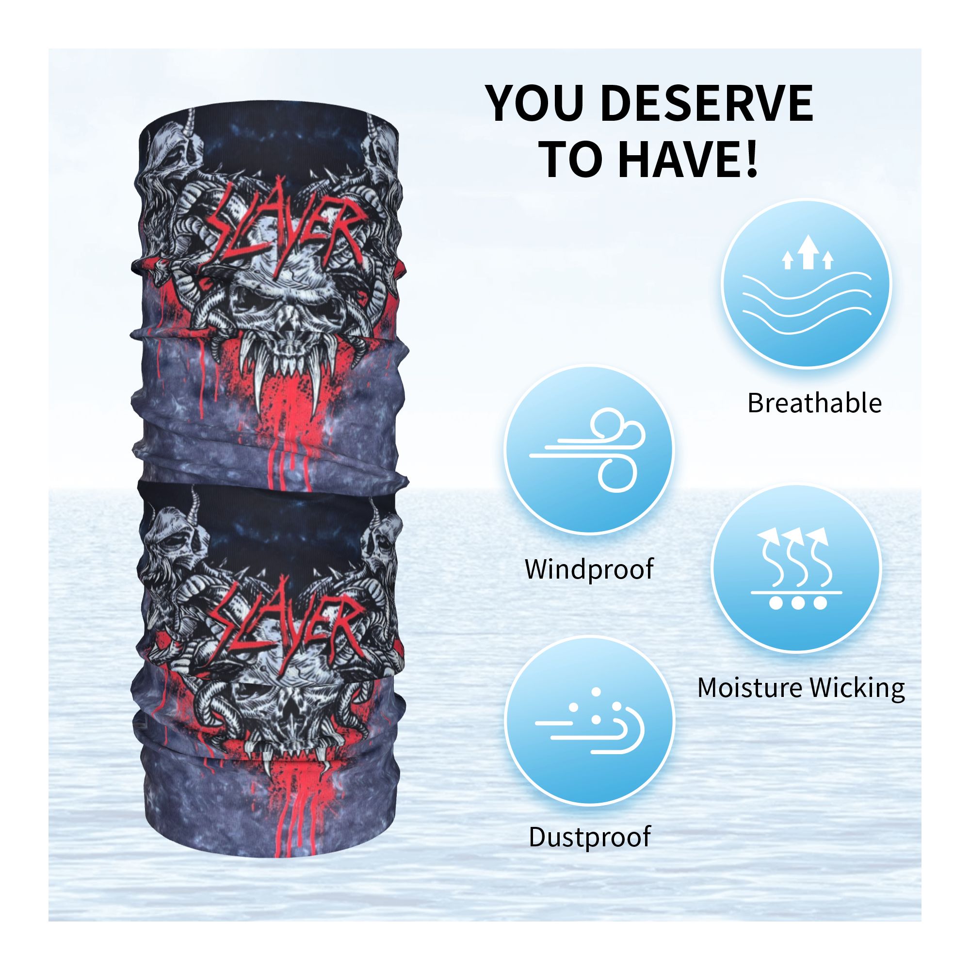 Custom Heavy Metal Rock  Slaye - огляд і ціна Neck Gaiter Face Cover