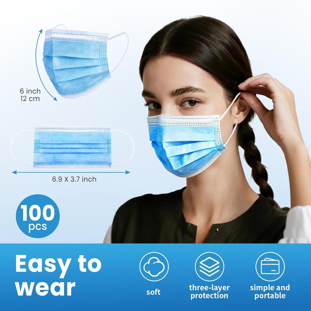 Blue Disposable Face Mask 100  - огляд і ціна Disposable Mask Blue