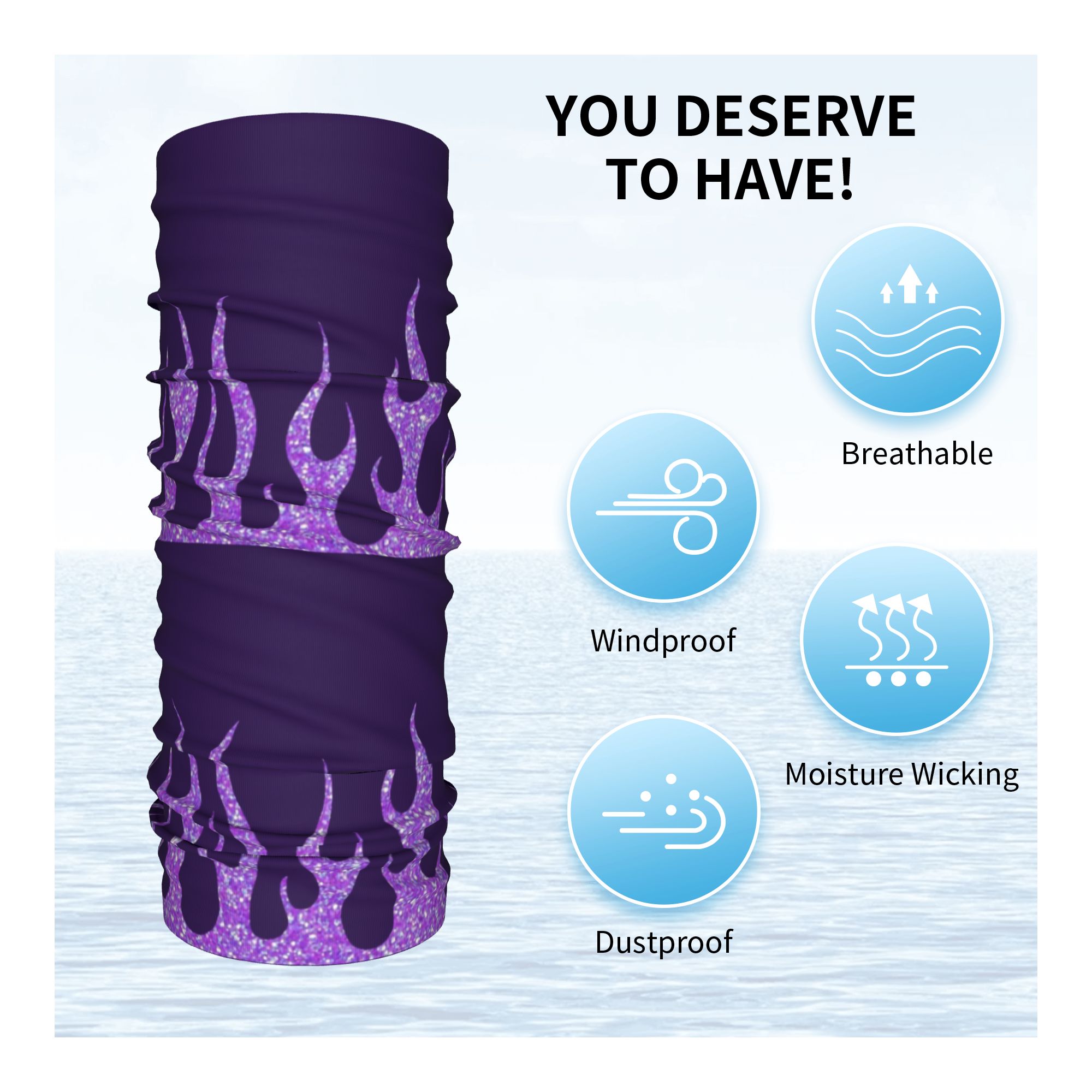 Custom Purple Glitter Flames B - огляд і ціна Neck Gaiter Face Cover