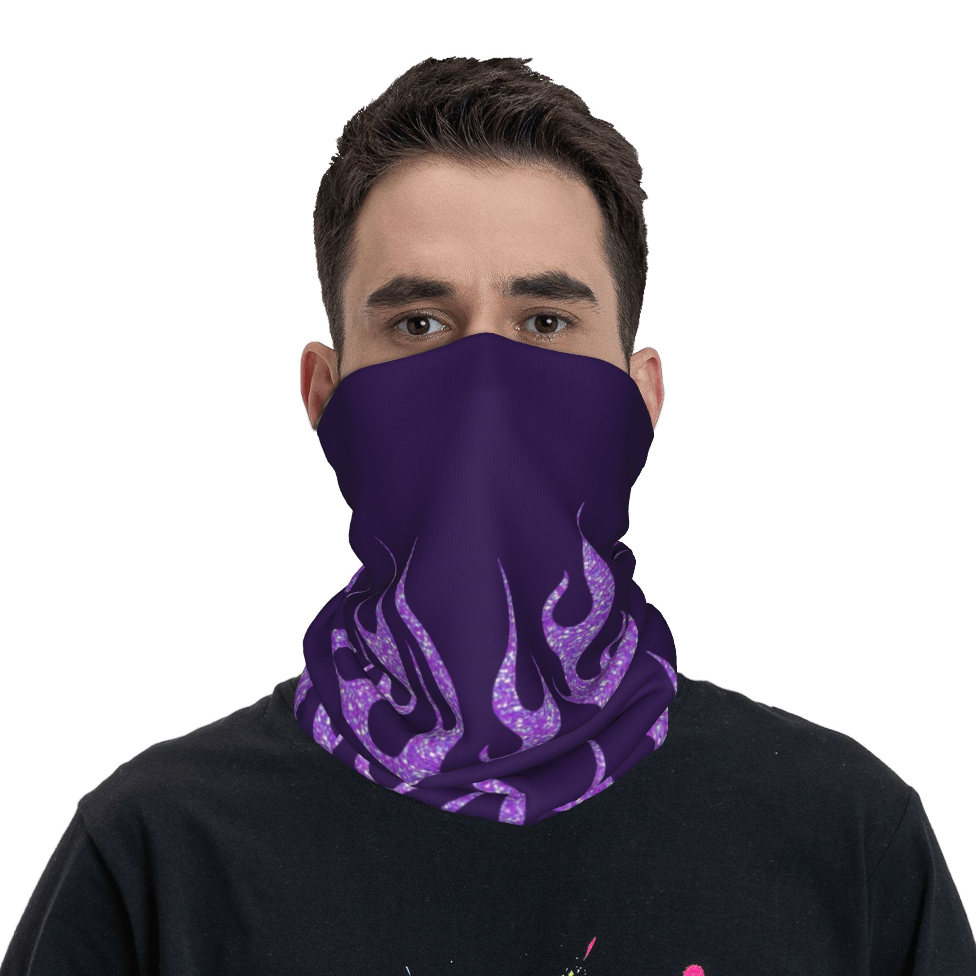 Custom Purple Glitter Flames B - огляд і ціна Neck Gaiter Face Cover