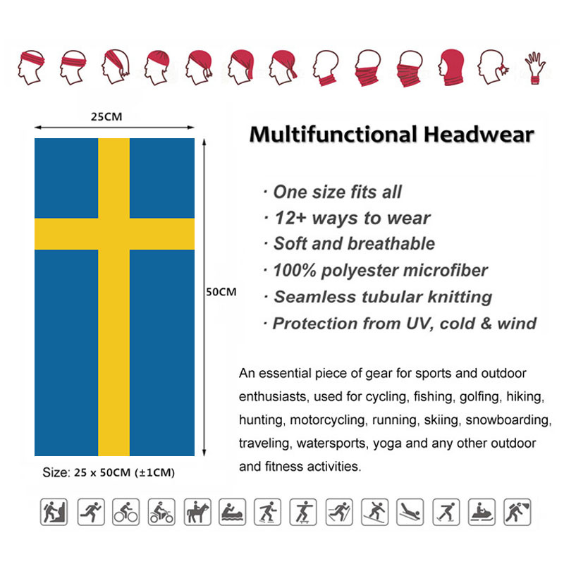 Sweden Flag Printed Bandana He - огляд і ціна Neck Gaiter Face Cover
