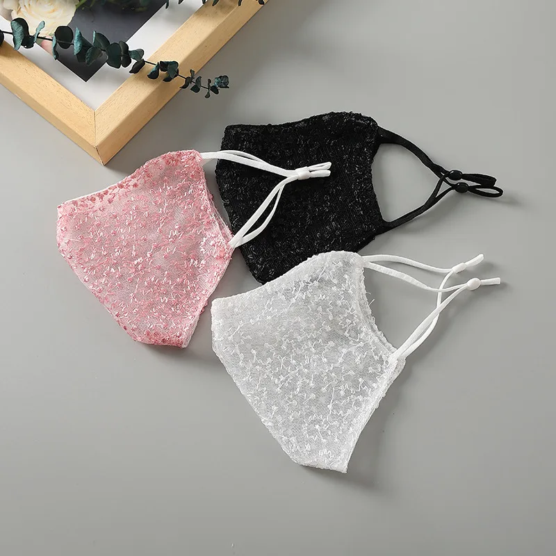1/2pc Black White Lace Face Ma - огляд і ціна Cloth Face Mask Washable