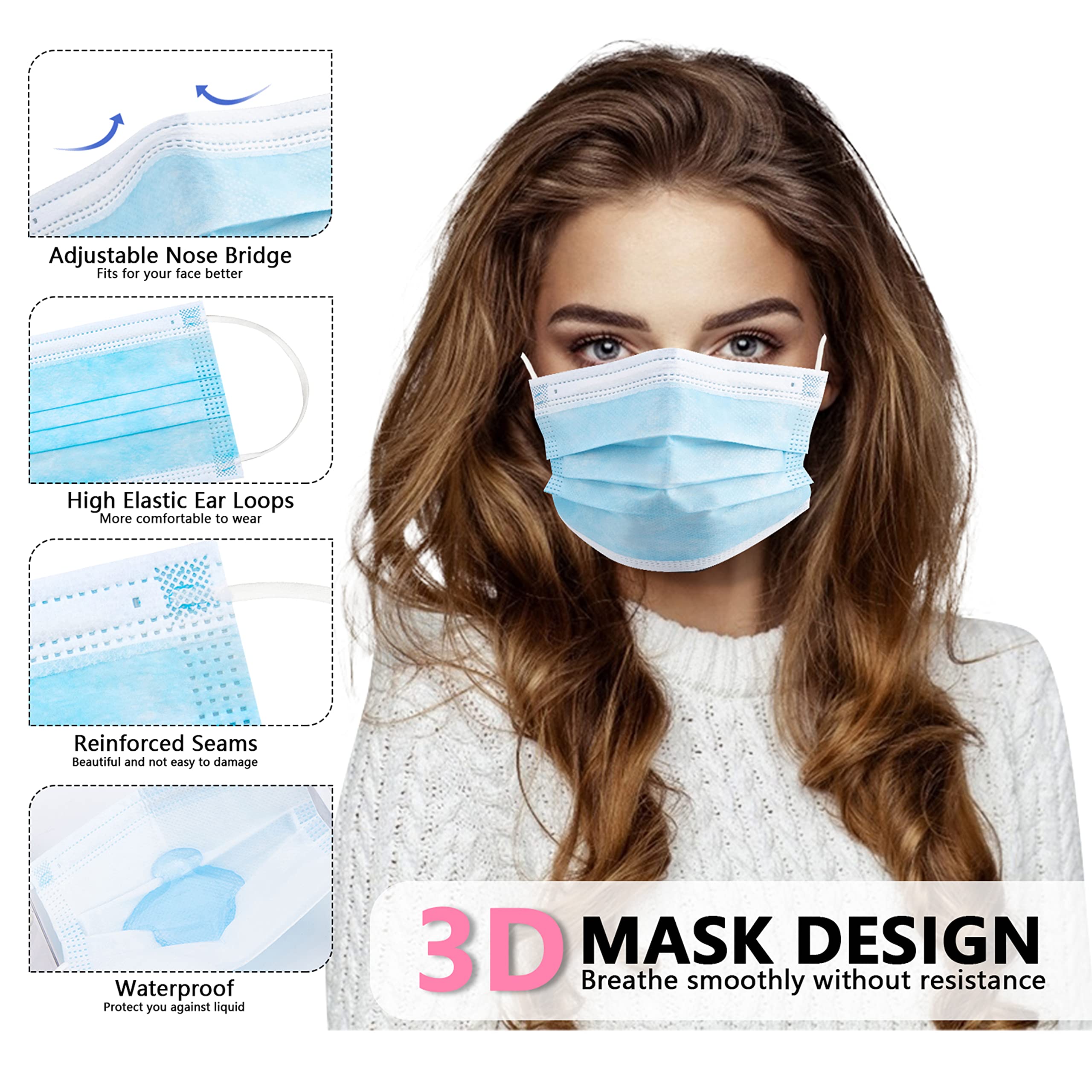 50/100 PCS Box Blue Face Masks - огляд і ціна Disposable Mask Blue