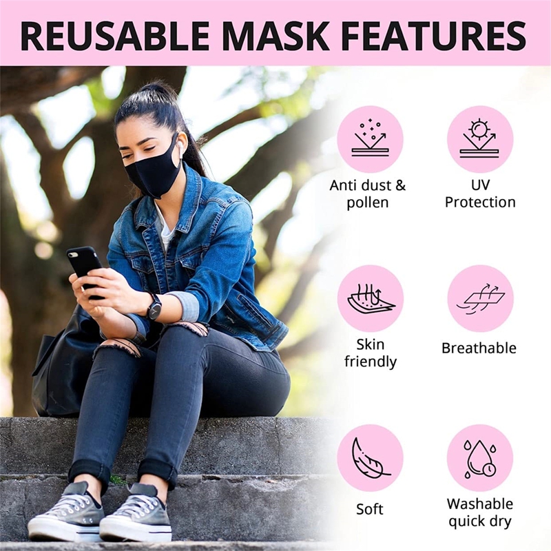 5/10PCS Fashion Solid Earloop  - огляд і ціна Cloth Face Mask Washable