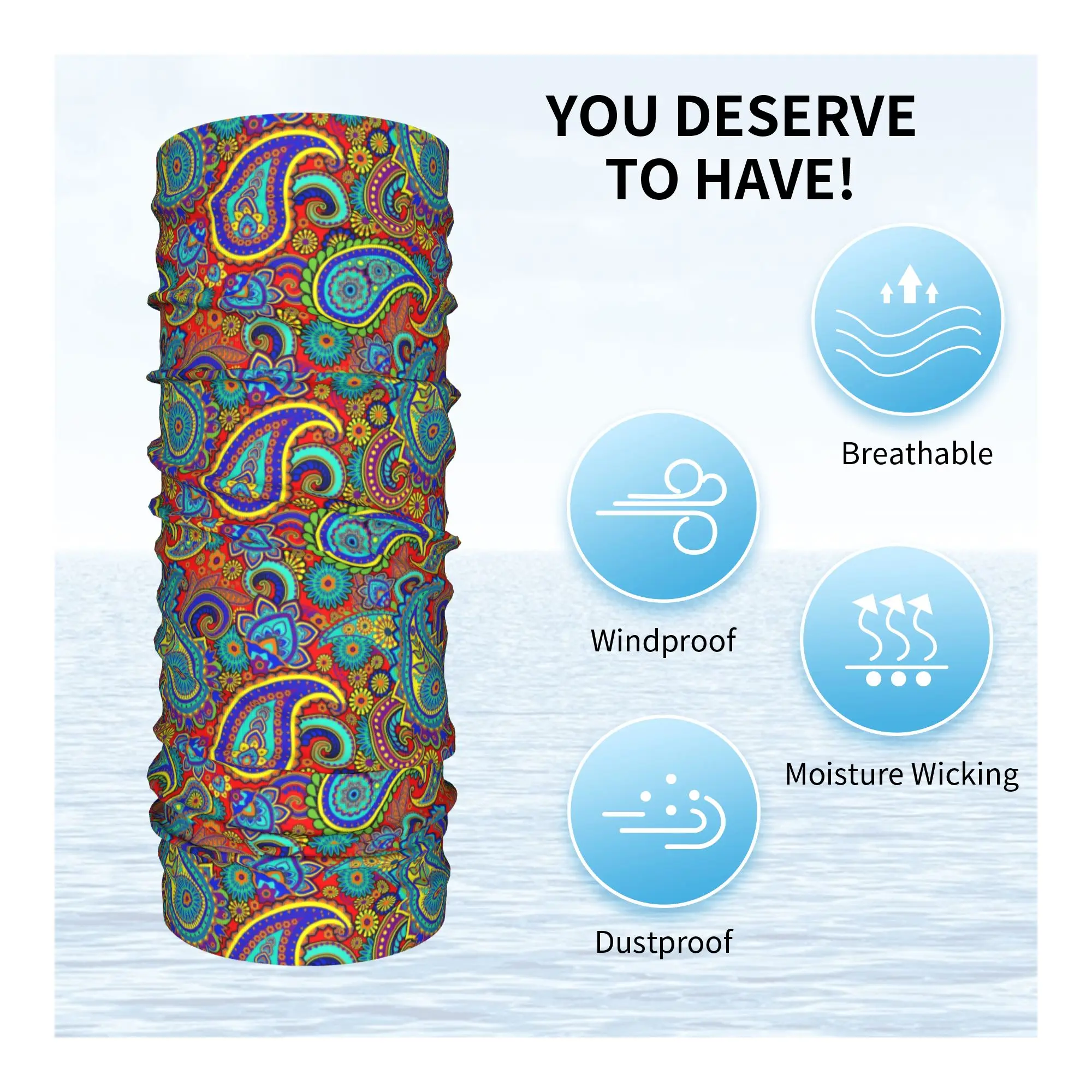 Colorful Retro Paisley Pattern - огляд і ціна Neck Gaiter Face Cover