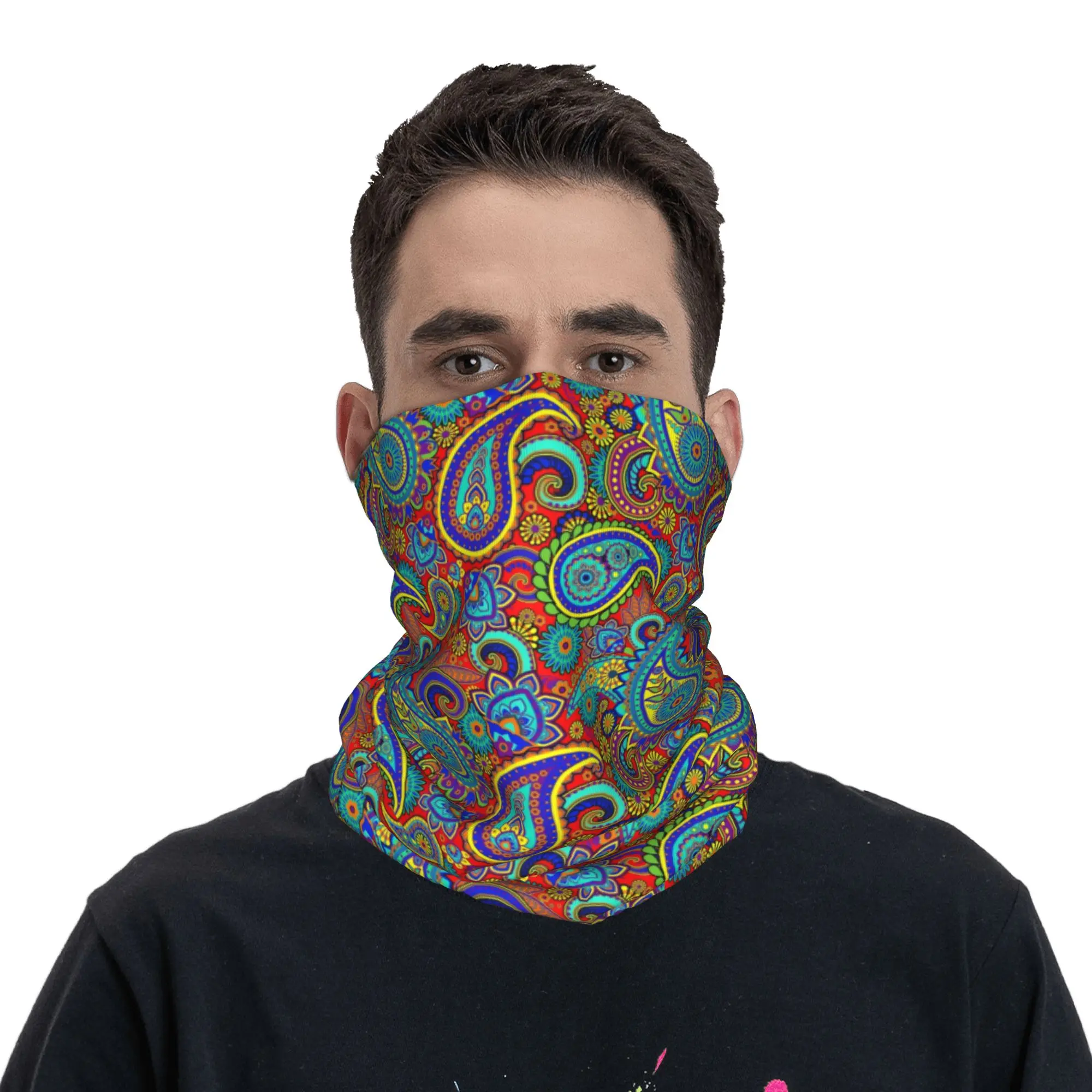 Colorful Retro Paisley Pattern - огляд і ціна Neck Gaiter Face Cover