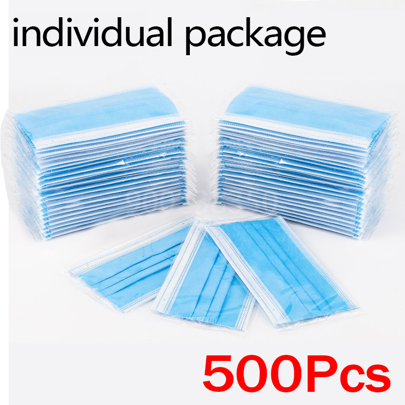 10-500pcs Disposable Adults in - огляд і ціна Disposable Mask Blue